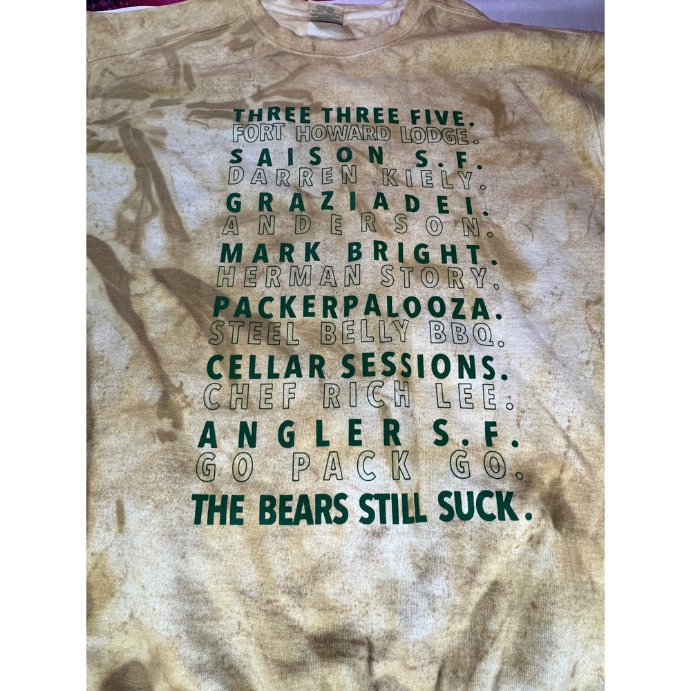 Comfort Colors Green Bay Packers Bears Still Suck Acid Wash Sweatshirt Tan XL